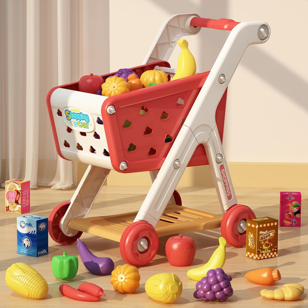 Kids Shopping Cart with Food & Accessories by Jovow