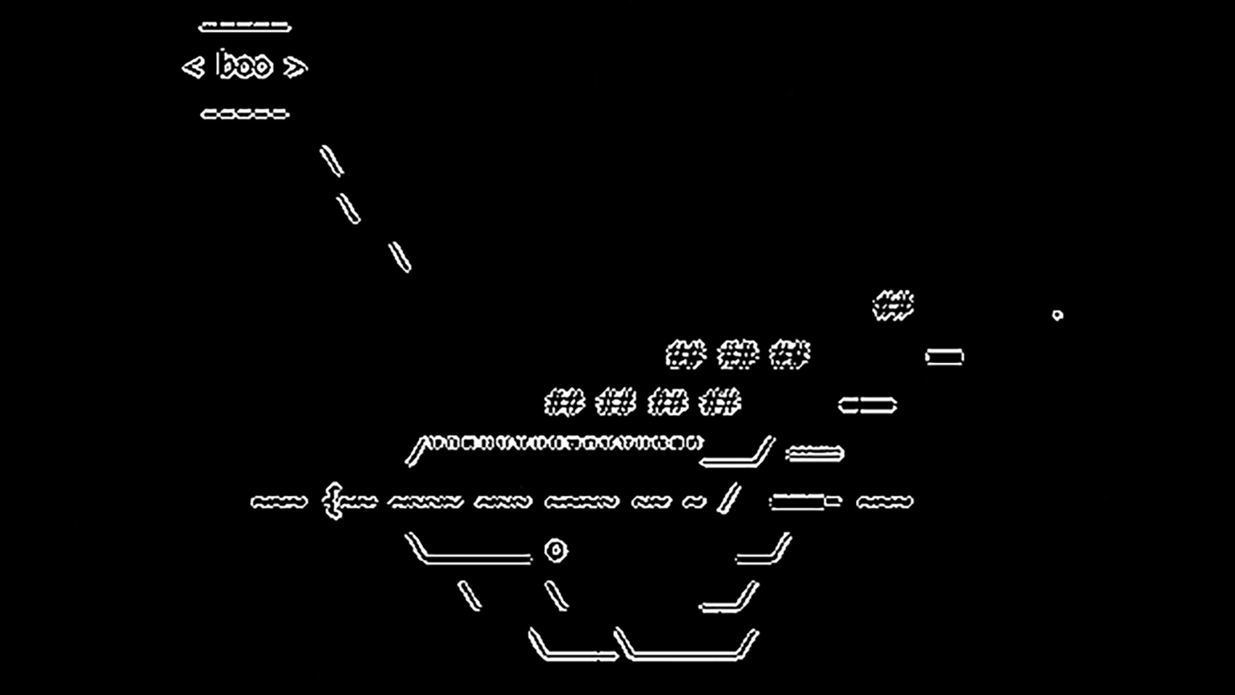 Black background with special characters in white