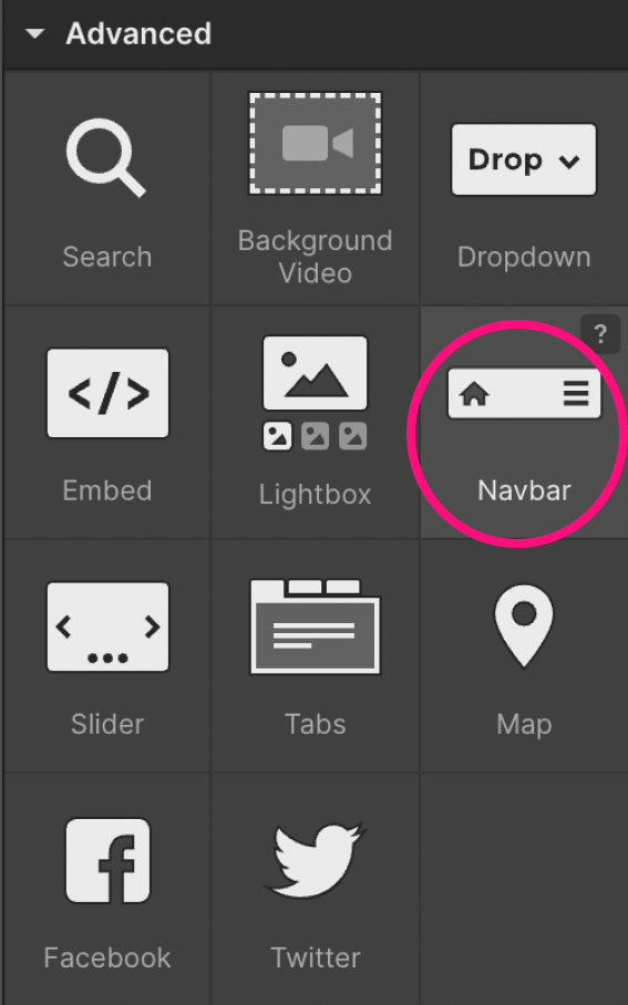 Emplacement de la navigation intelligente dans Webflow
