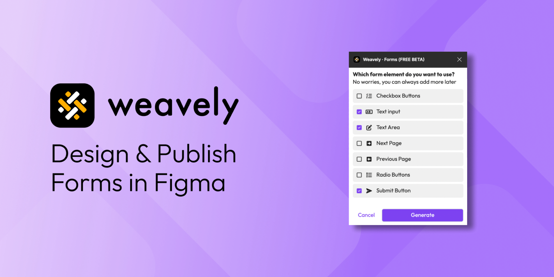 Publish a Figma form with the Weavely plugin