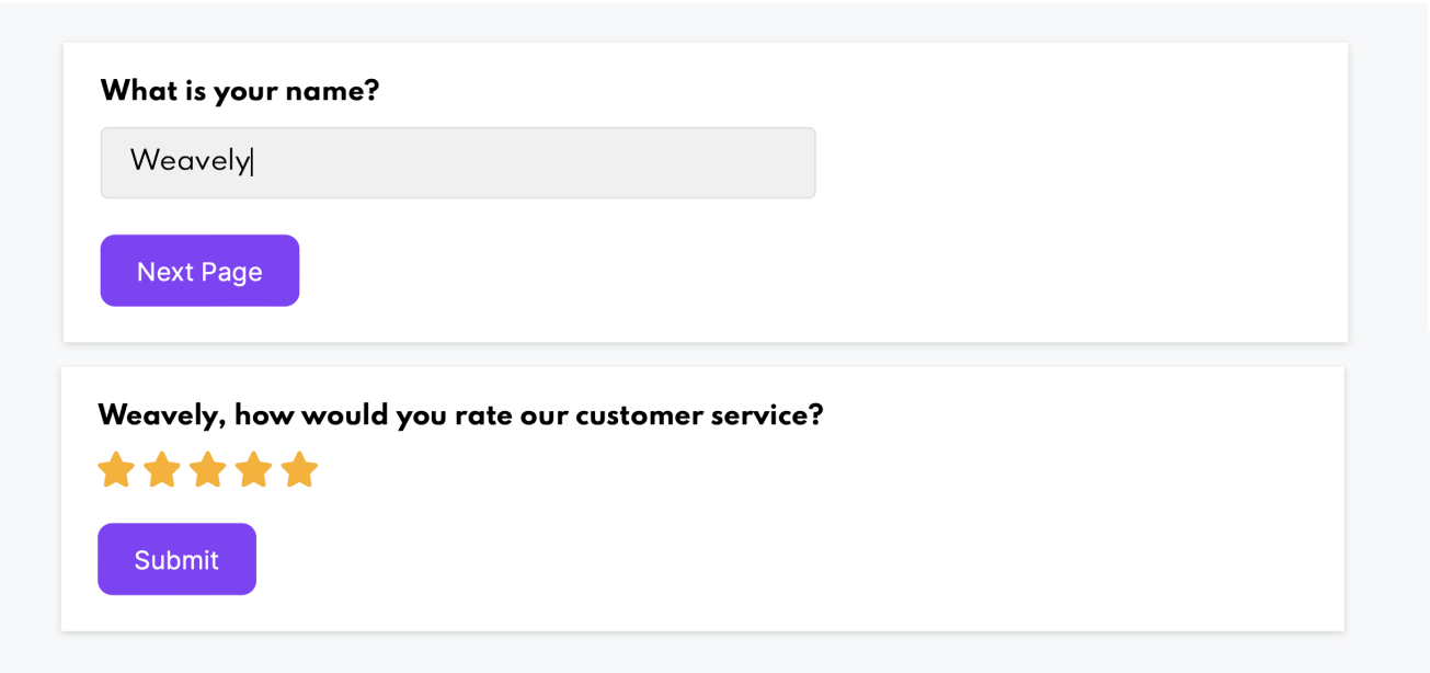 Published Figma form with Answer Piping example