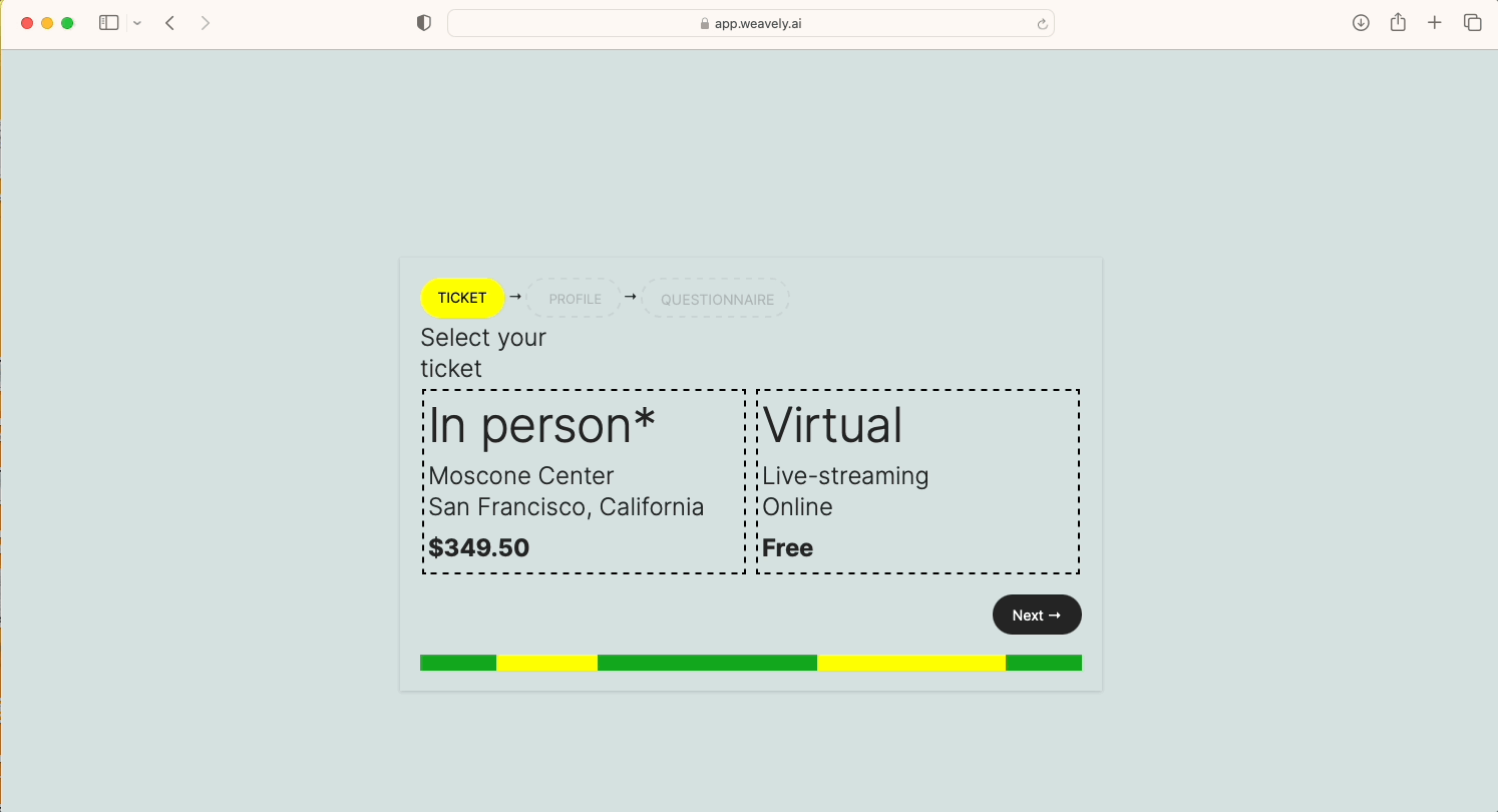 Figma config 2024 ticket form published live with no code