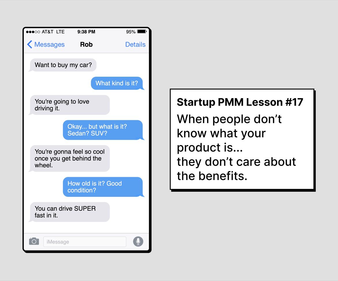 Bad Startup Advice “Market Benefits, not Features” by Fletch PMM