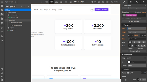 Curated X - Webflow Template And Ui Kit Typography