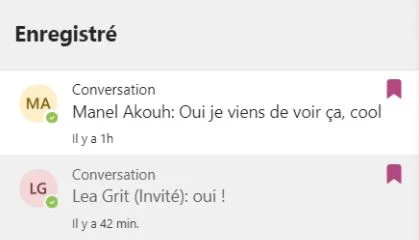 Message enregistré dans Teams