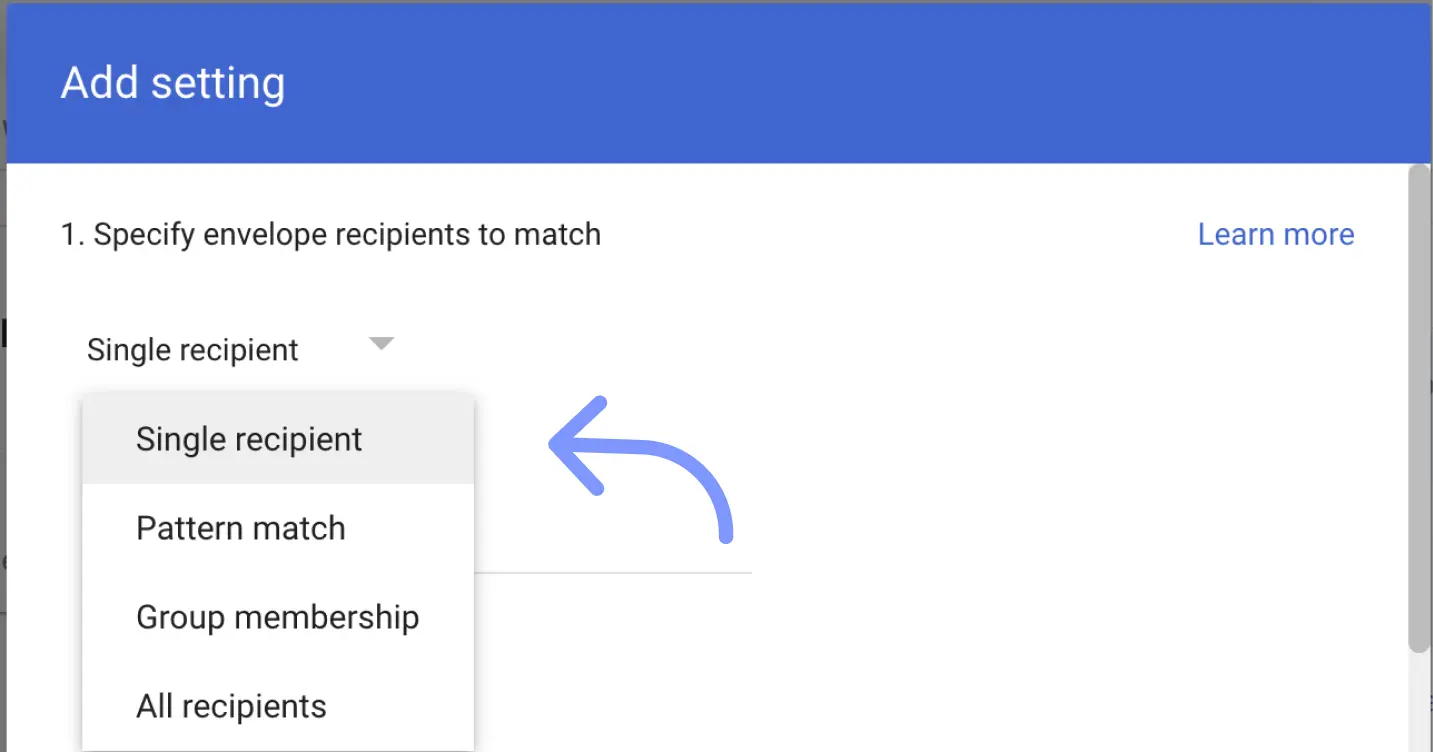 Picture of the pop up form on default routing settings