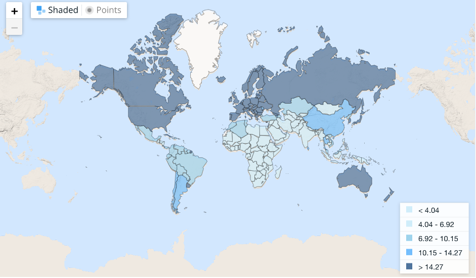 colored map of senior user internet stats