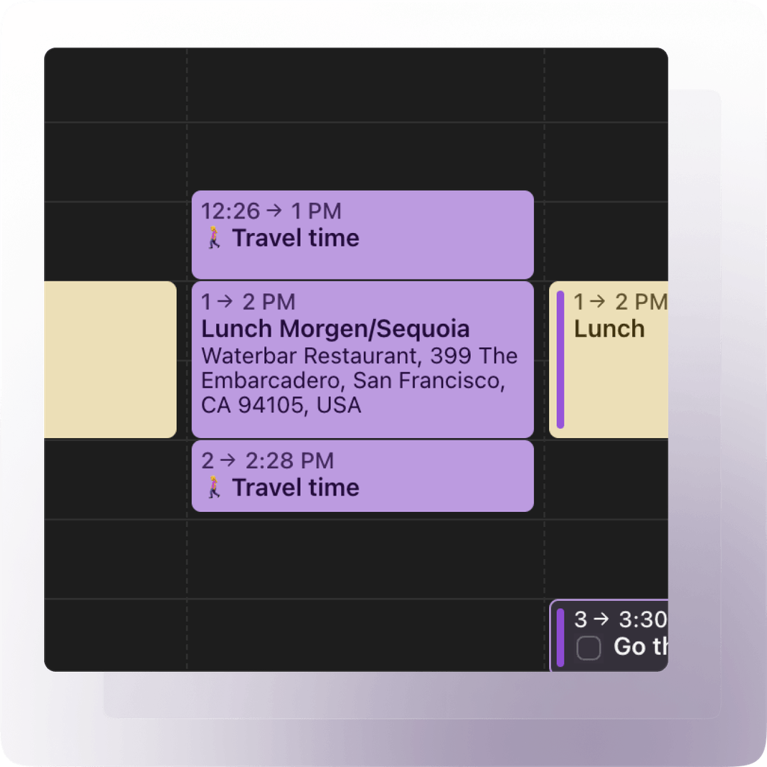 Autoschedule buffer, travel time and private events in your work calendar