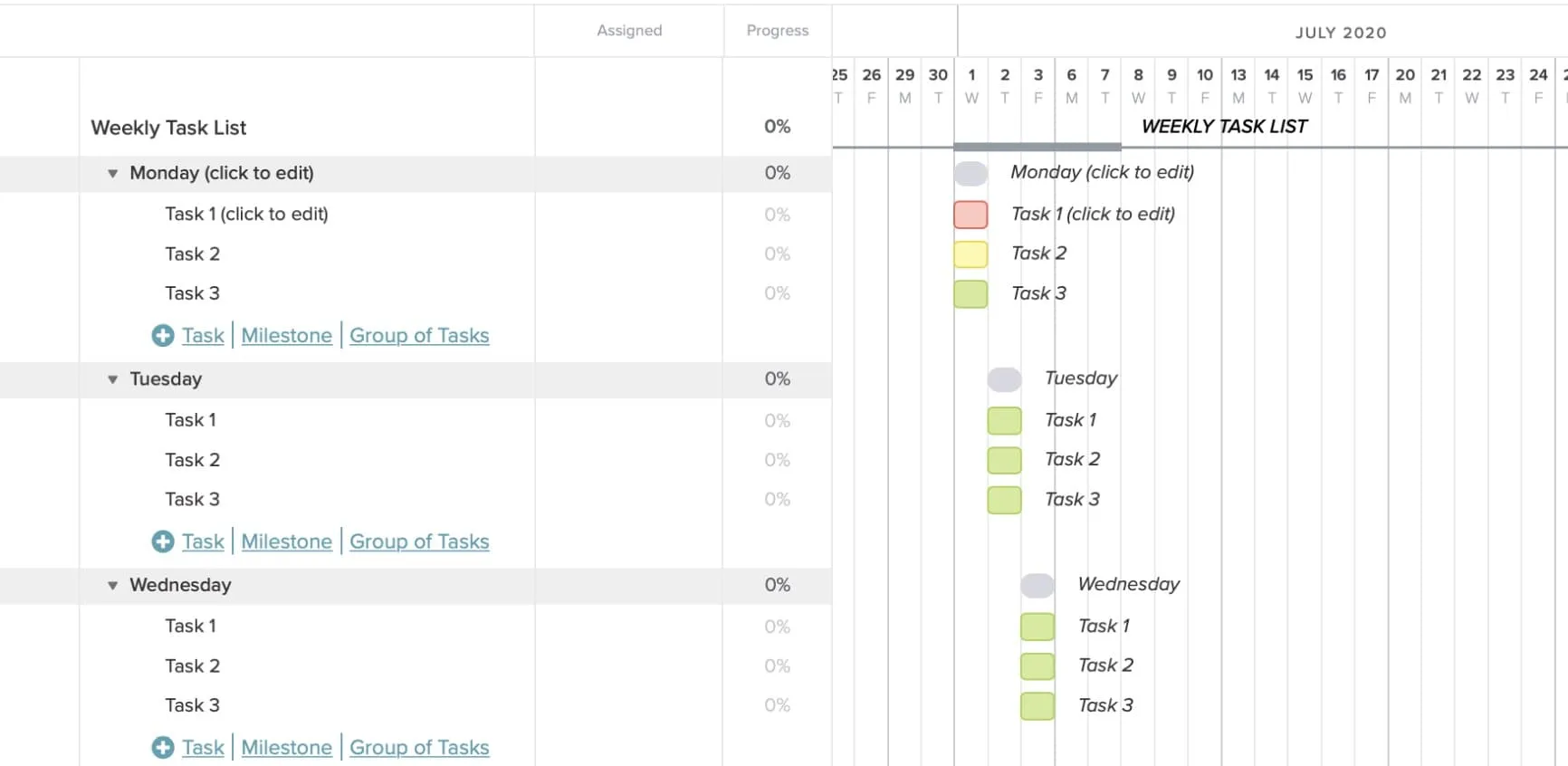 project assignment template excel