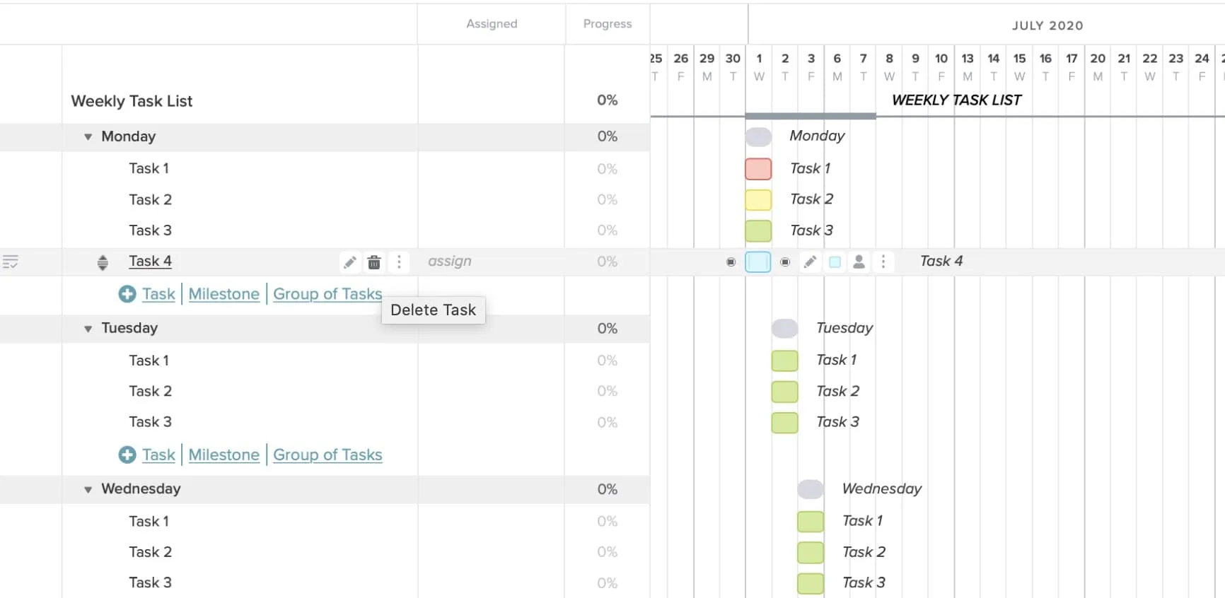 assignment to do list template