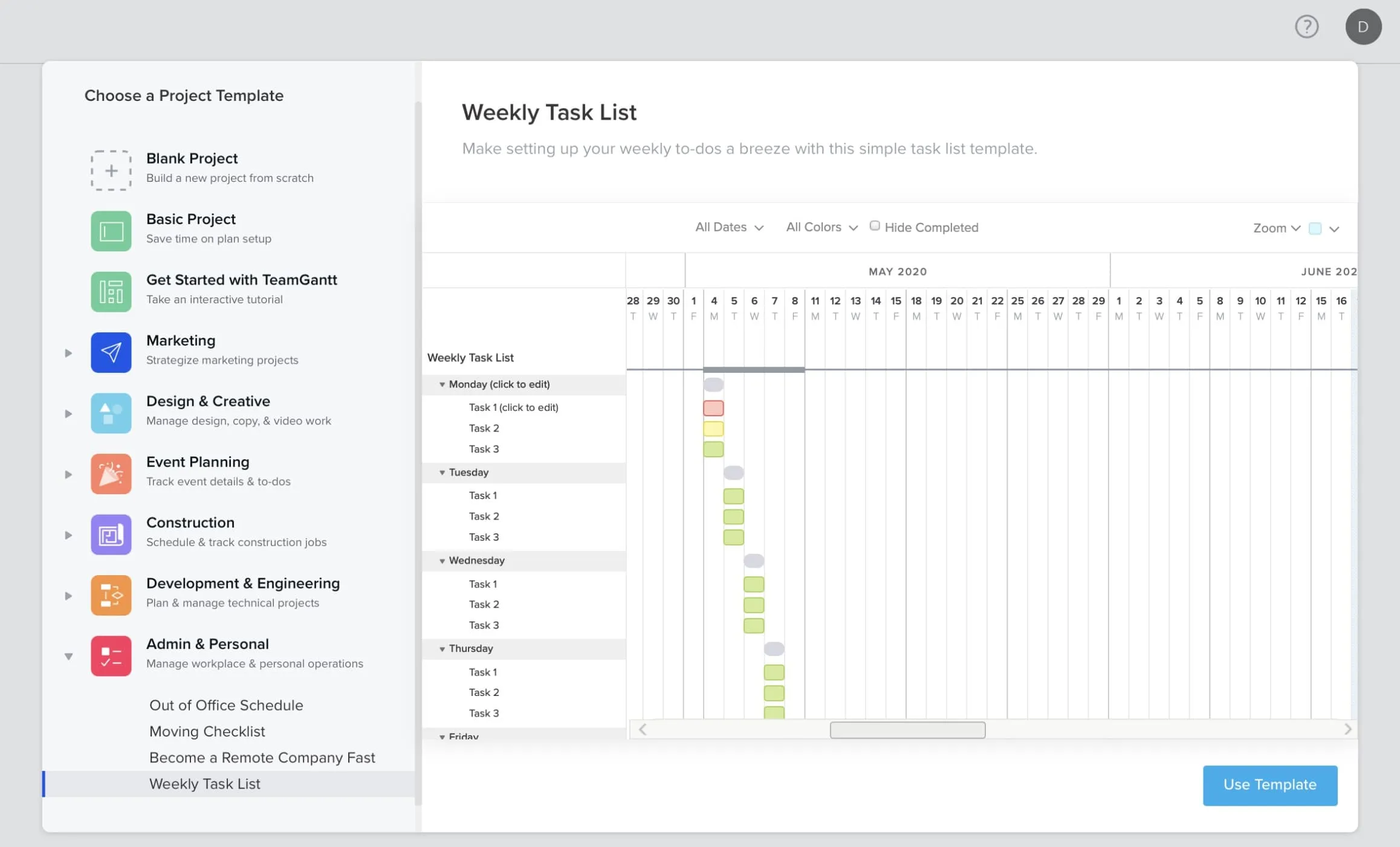 weekly assignment tracker template