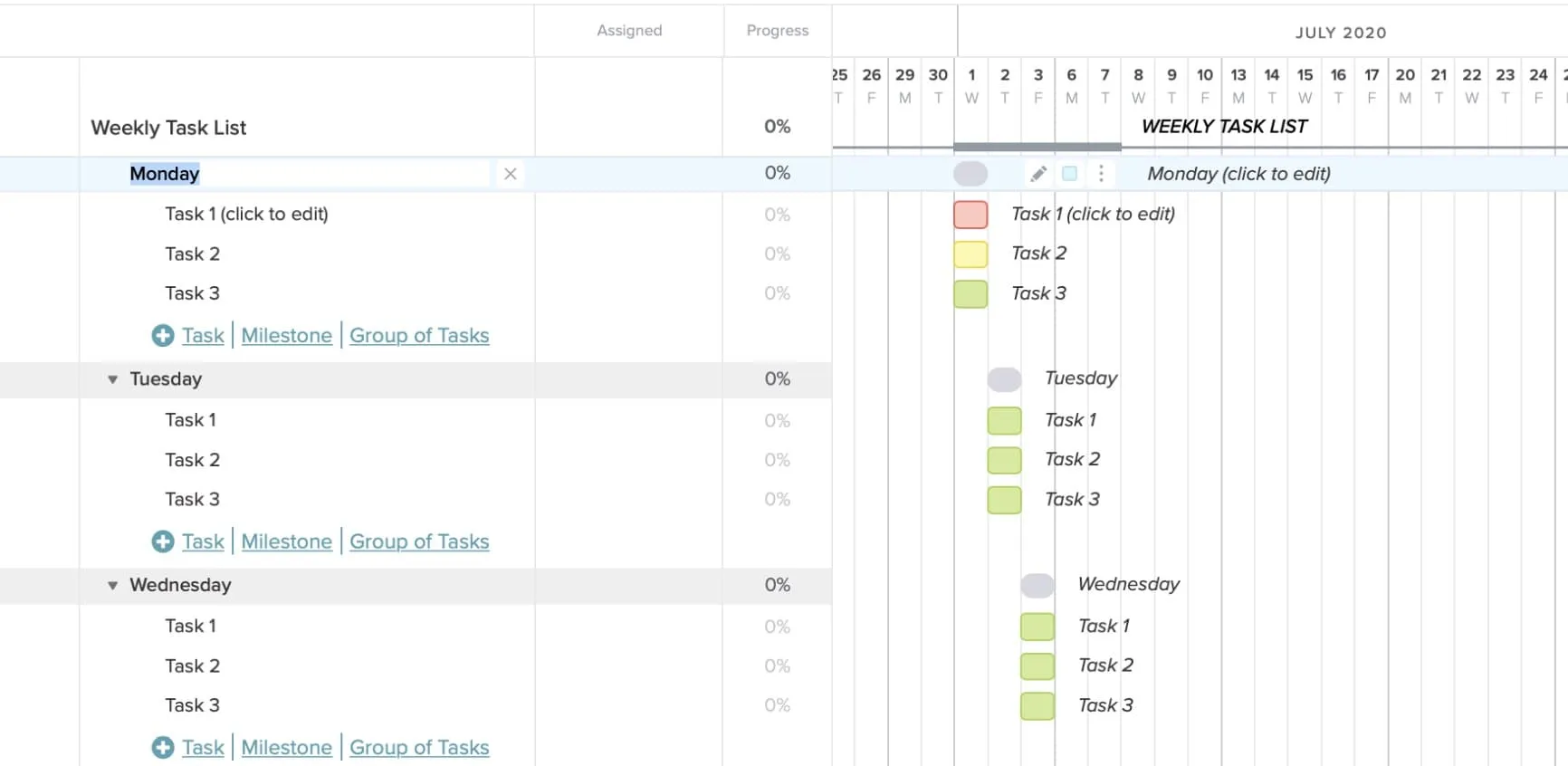 how to create an excel task list