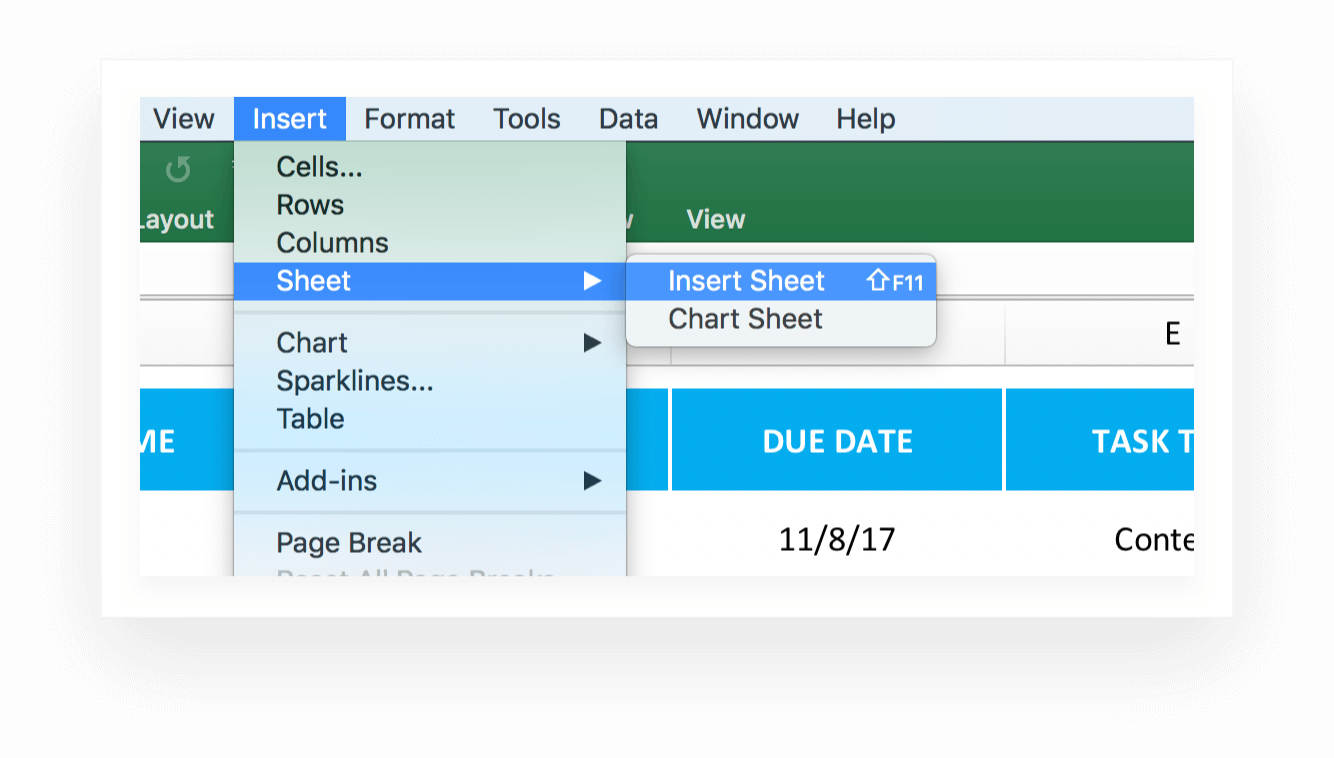 how to create an excel task list