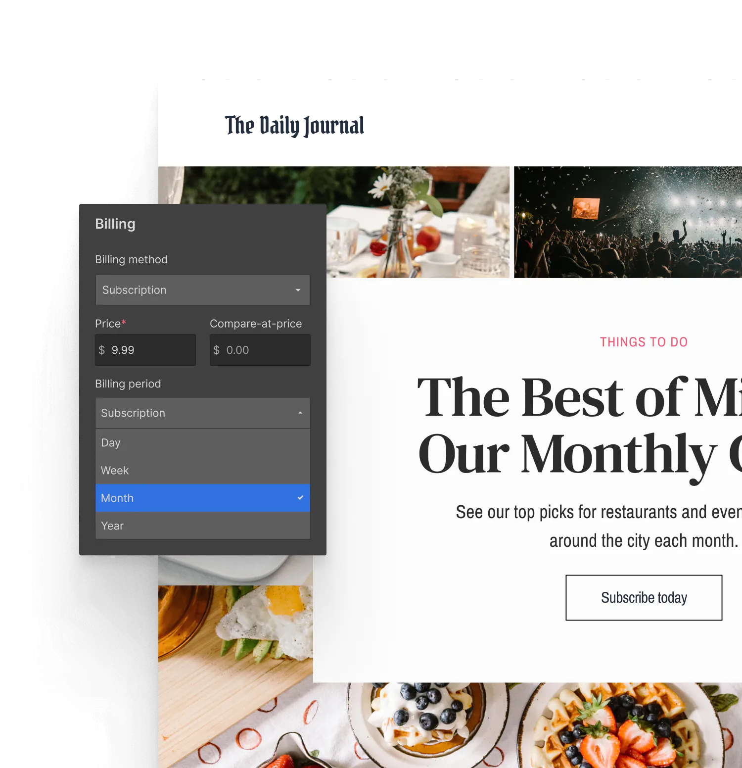 Paid users can choose from a range of flexible billing cadences — not just monthly or annual commitments.