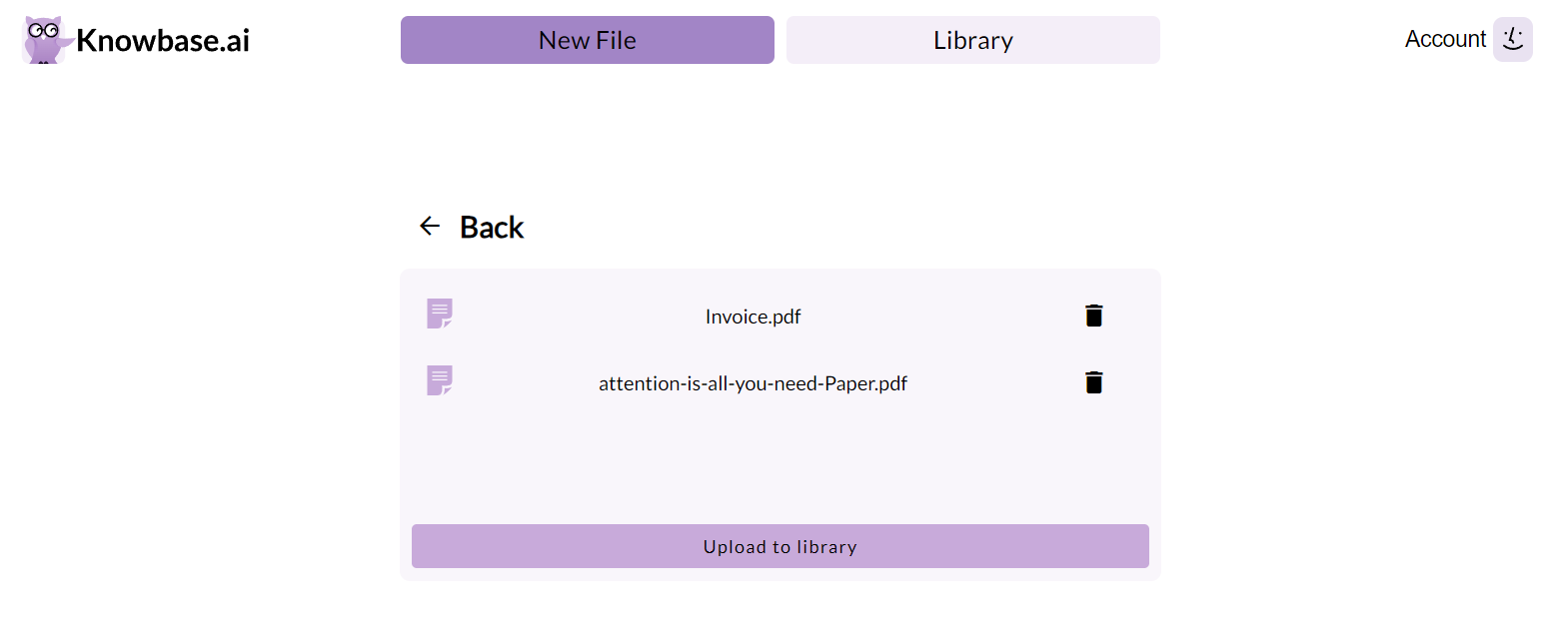 knowbase files upload