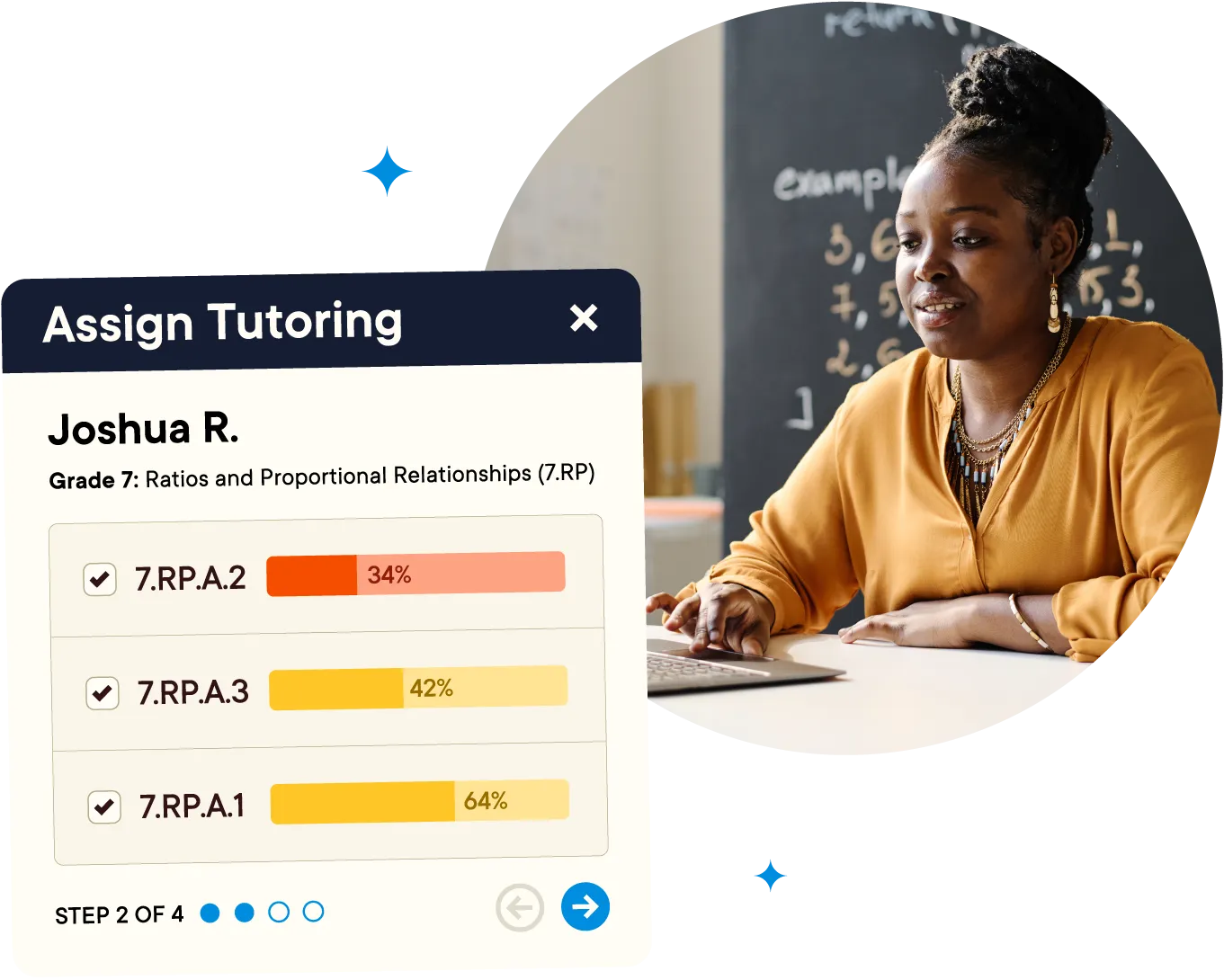 sample Pear Deck Tutor student tutoring card.