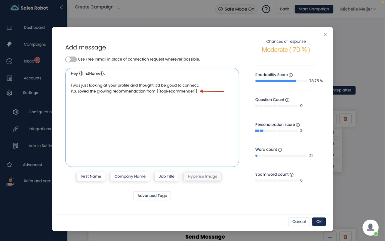 salesrobot dashboard