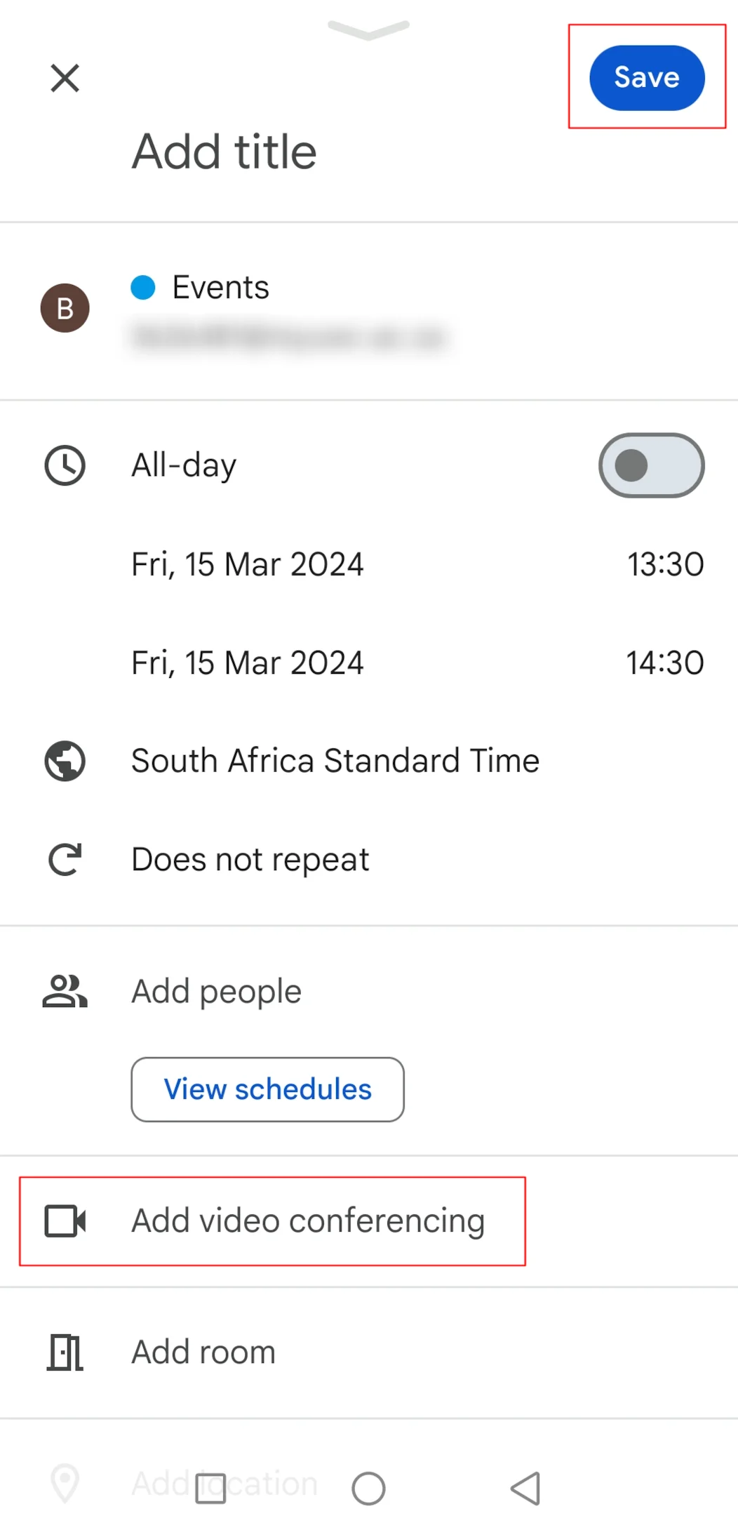 How to set up event Google Meet via Calendar on mobile device