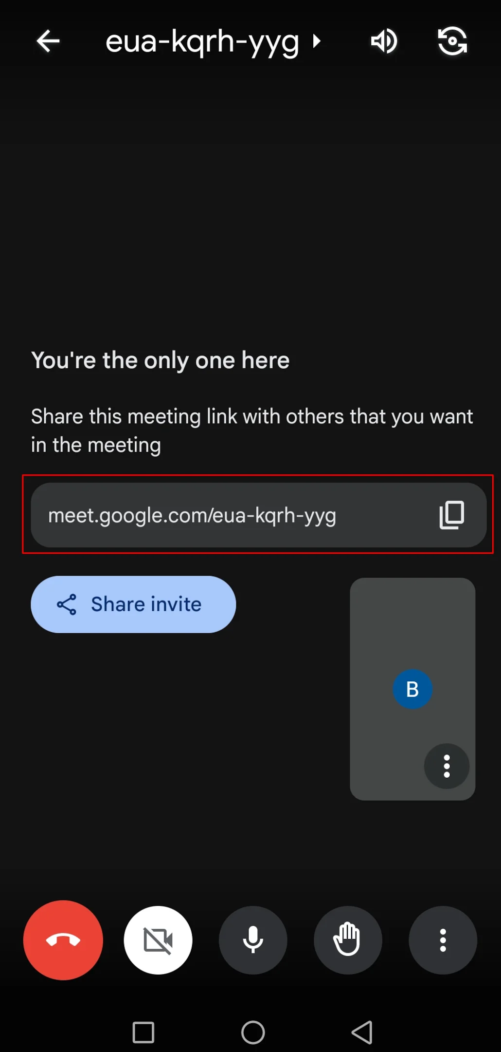 How to invite a participant to Google Meet on a Mobile