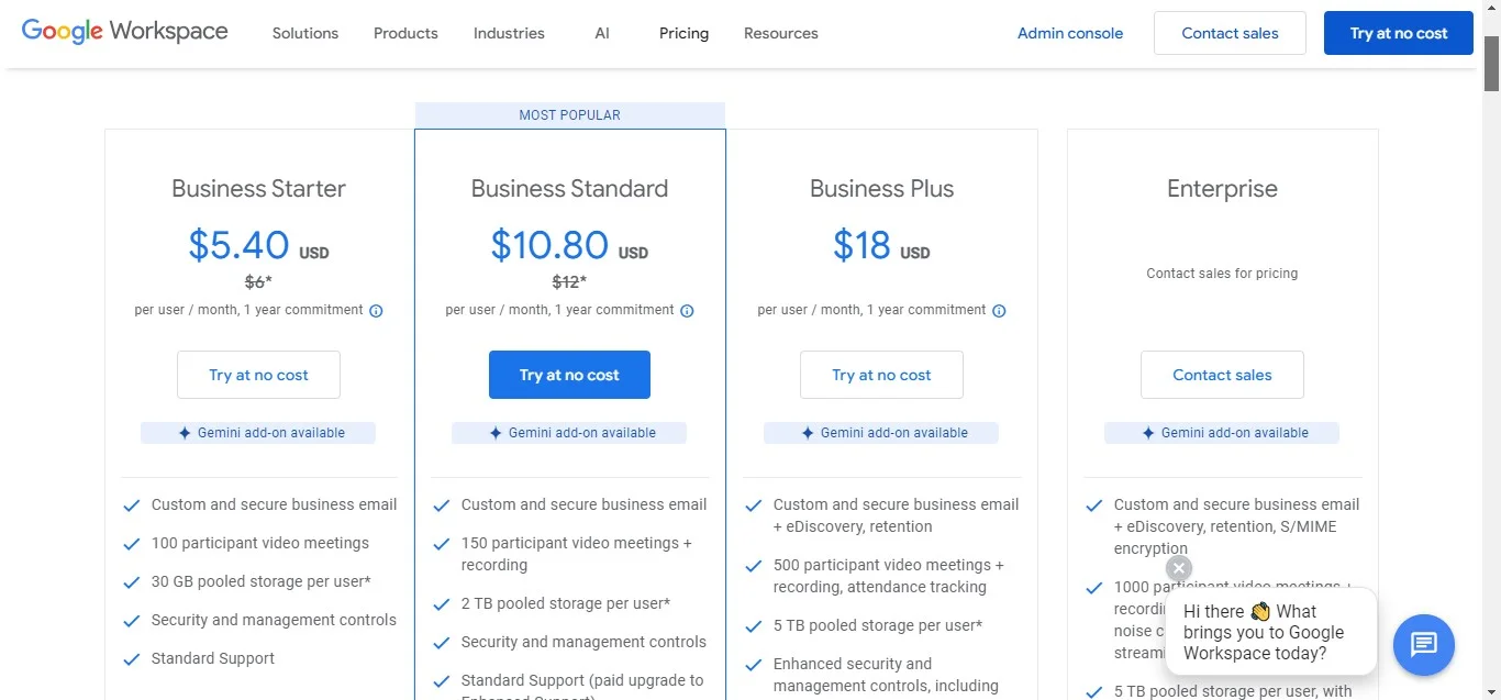 Google Meet Pricing Plans