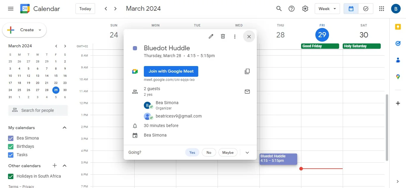 How to delete a meeting in Google Calendar