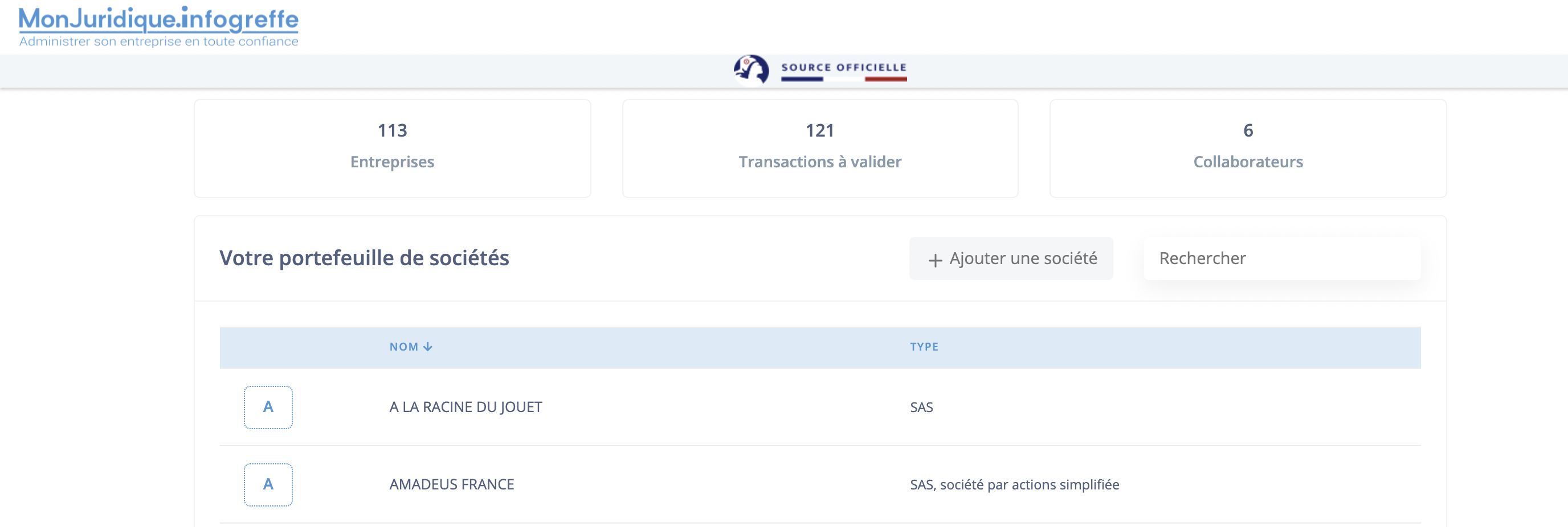 Illustration guide d’utilisation solution MonJuridique.infogreffe