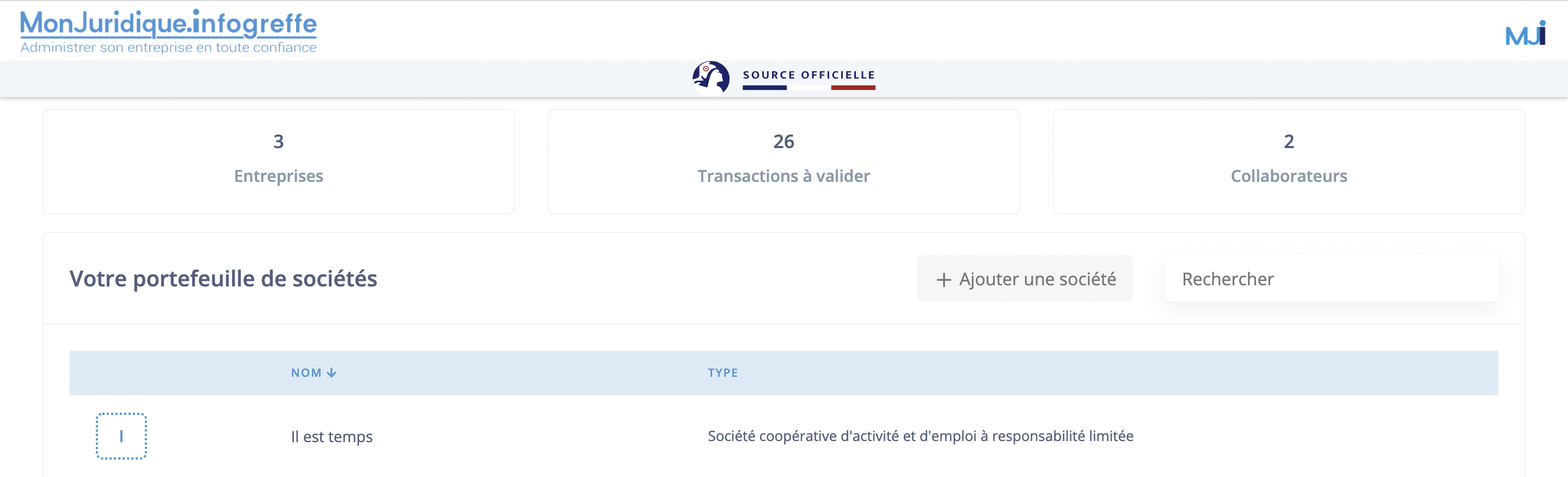 Illustration guide d’utilisation solution MonJuridique.infogreffe