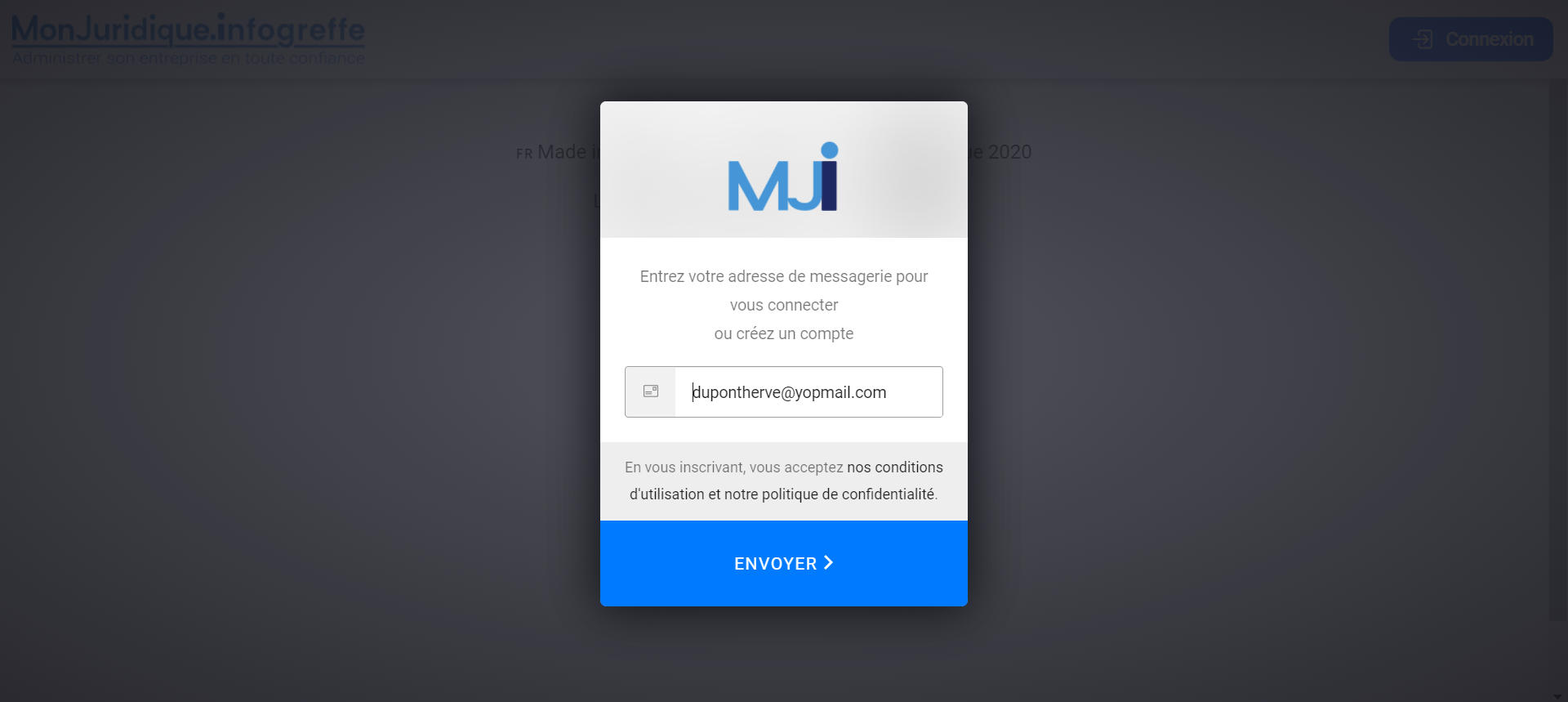 Illustration guide d’utilisation solution MonJuridique.infogreffe