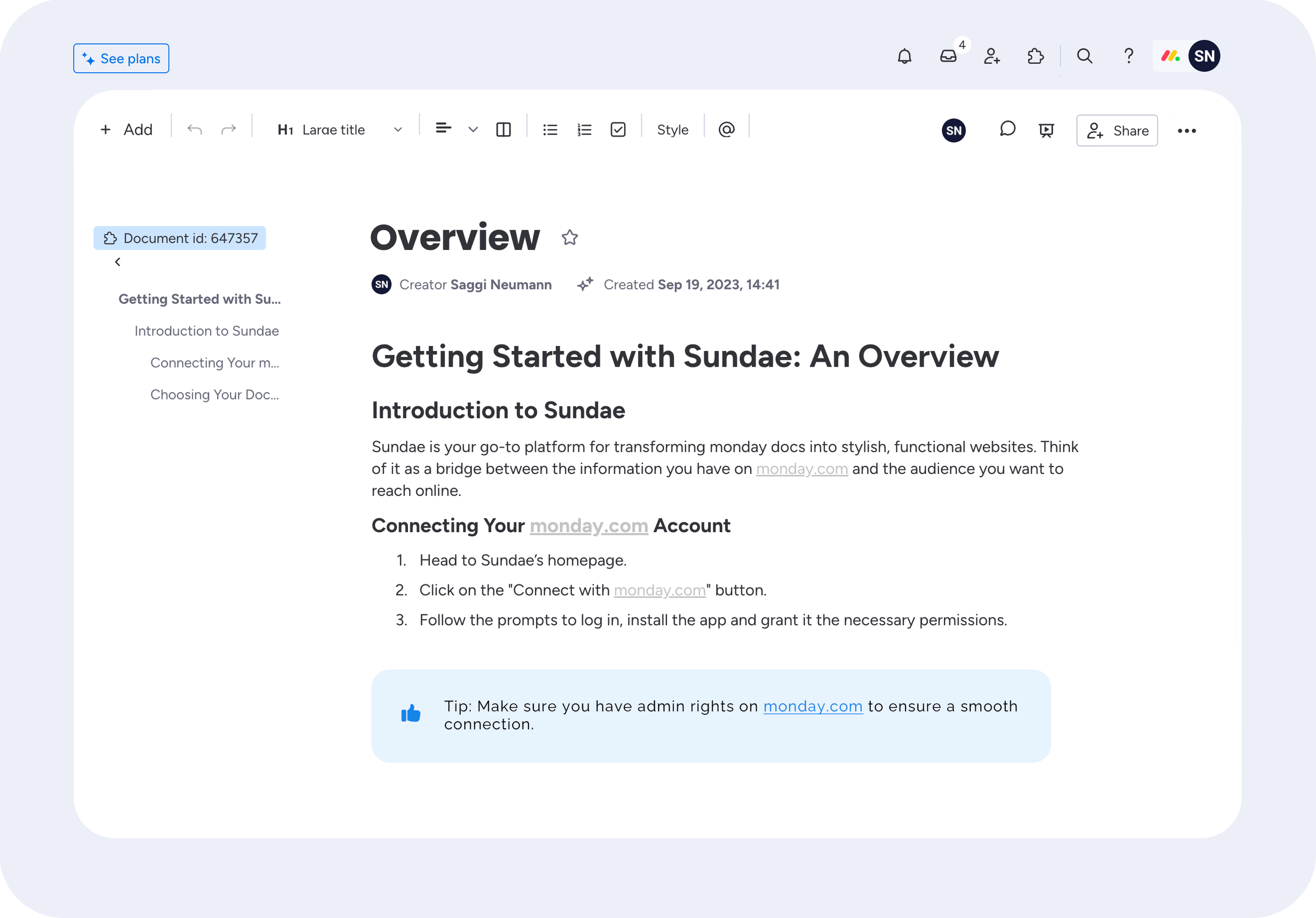 Monday Doc Examples Sundae - Bring your monday.com docs to life