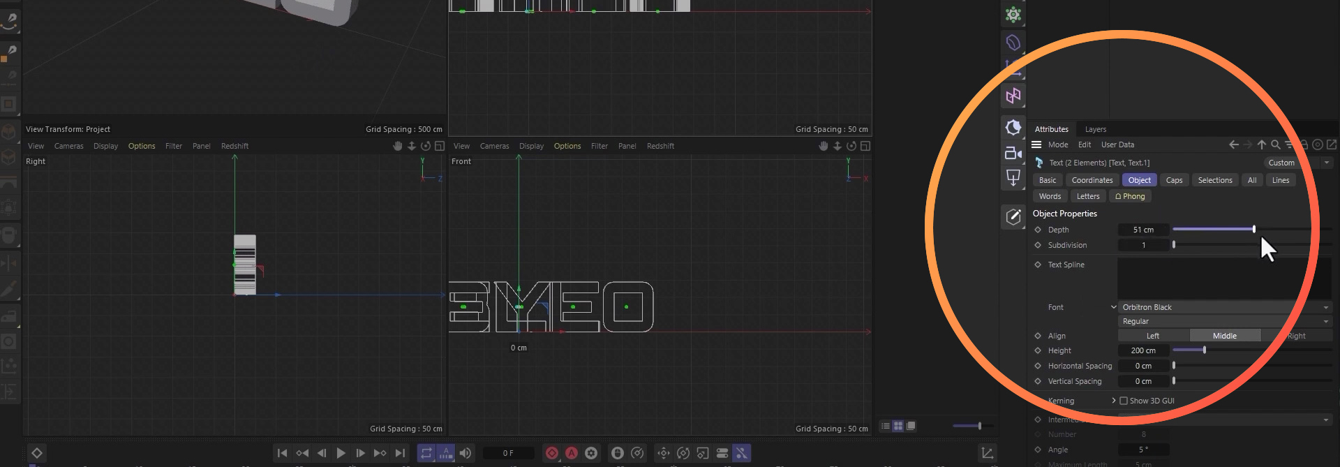 Adding depth to type in Cinema4D