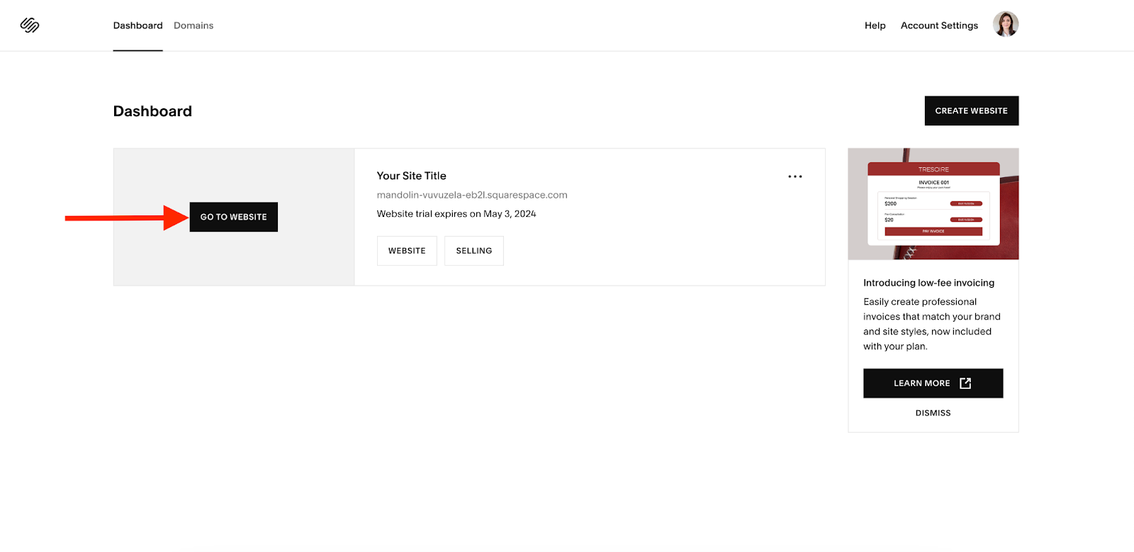 Squarespace Log in website