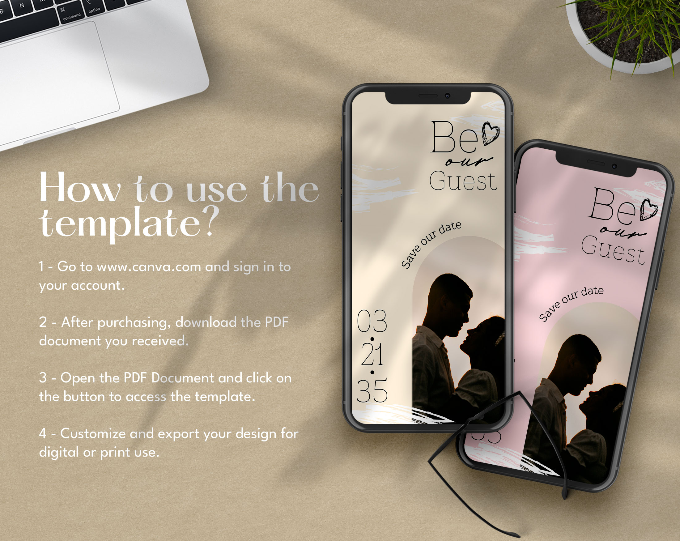 Soft Love Save The Date Template | Digital Products with Reselling ...