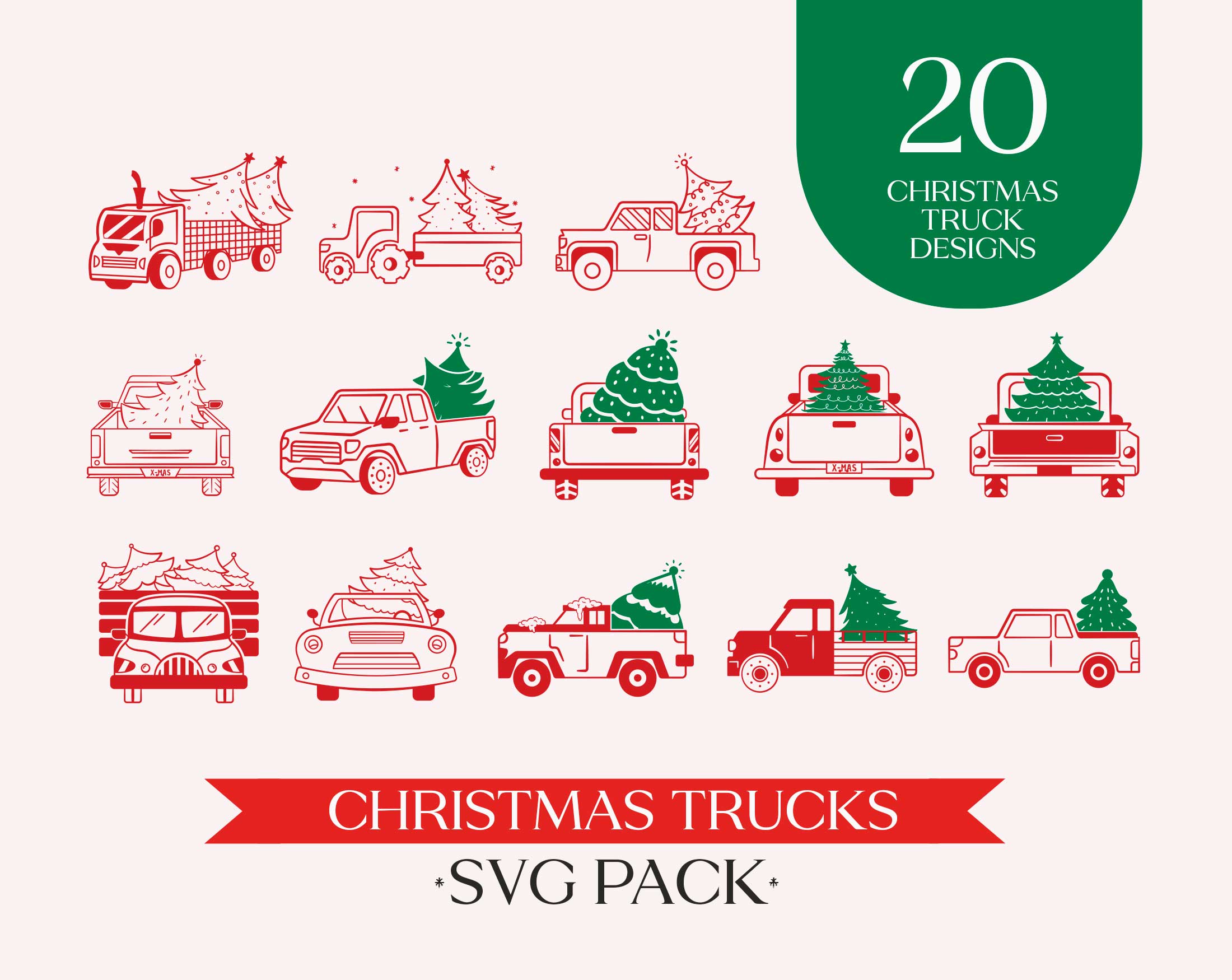Christmas Trucks SVG Pack Digital Products with Reselling Rights (PLR)