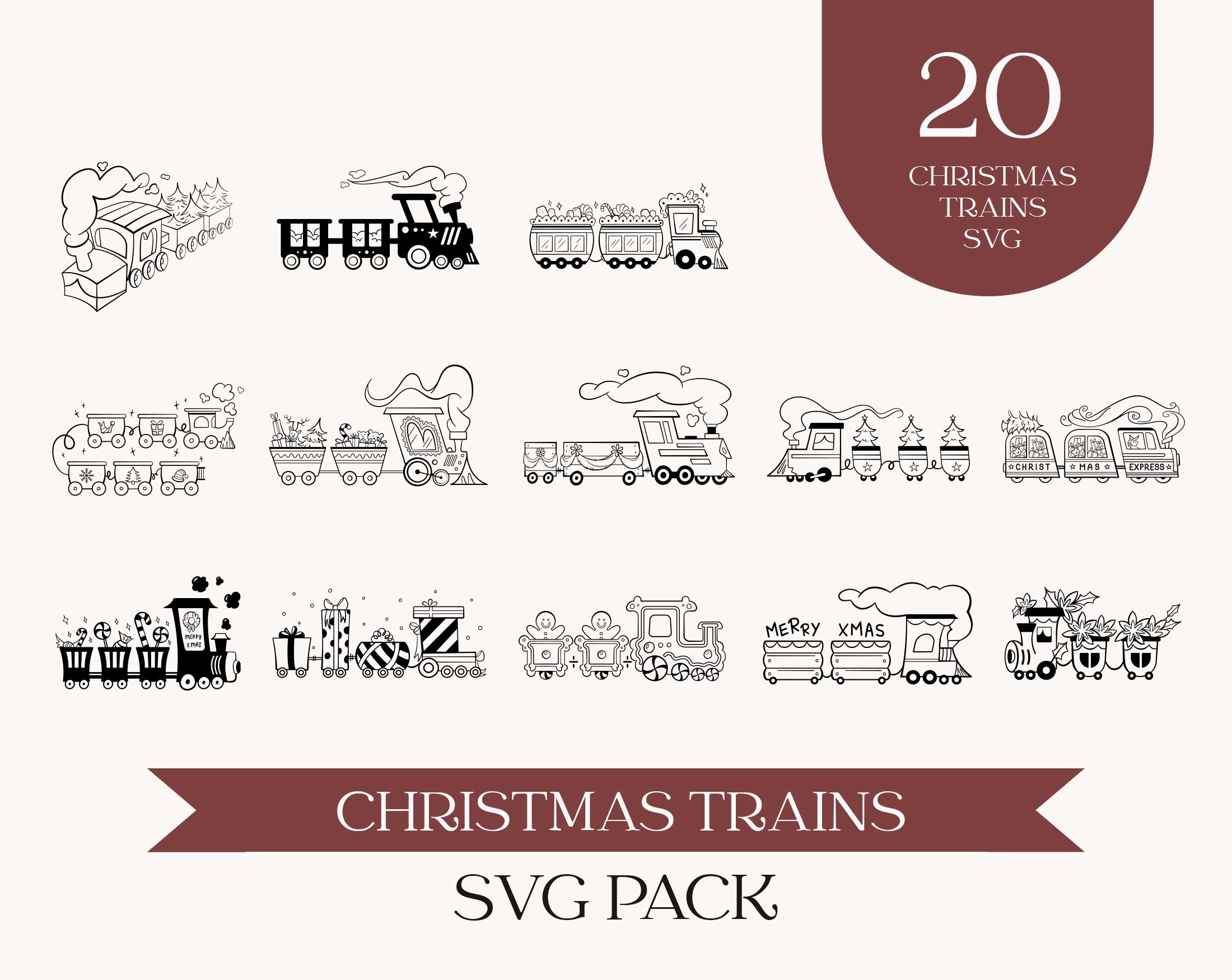 Christmas Trains SVG Pack | Digital Products with Reselling Rights (PLR)