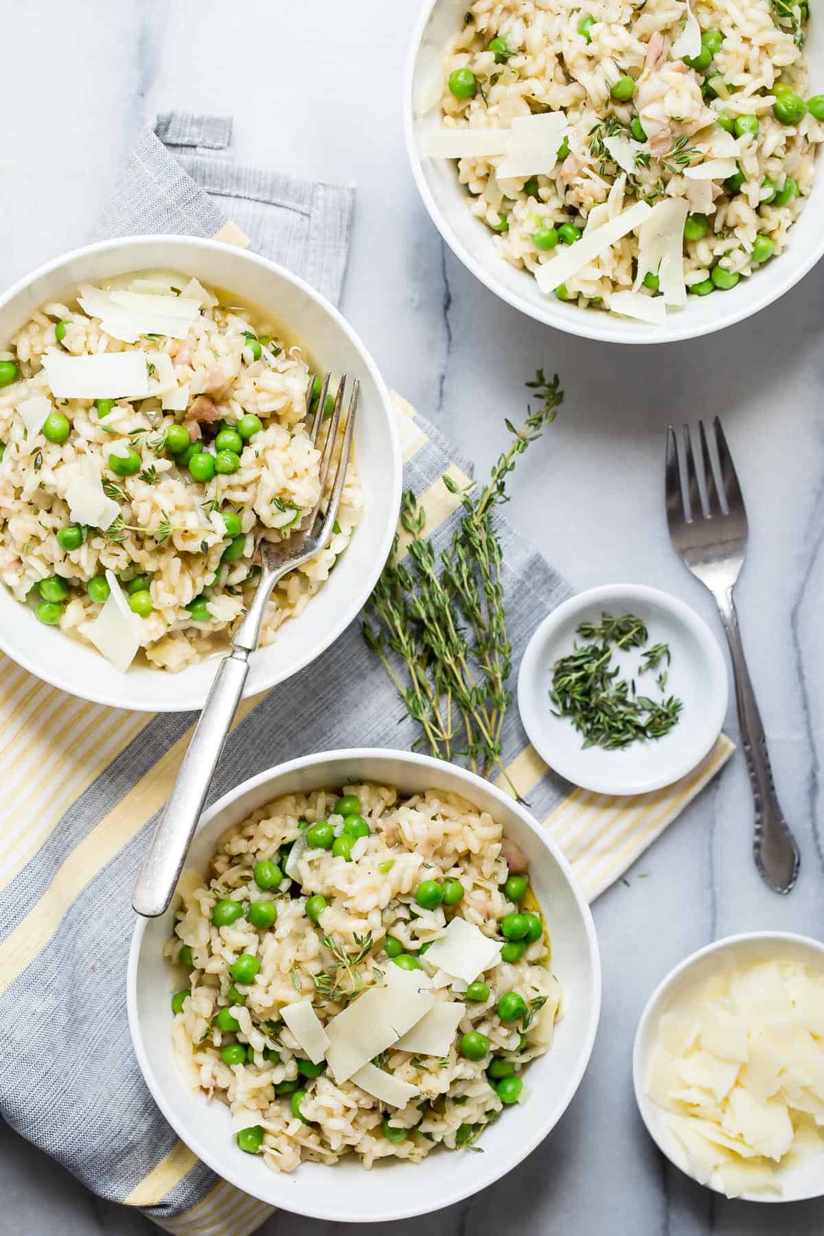 Easy Risotto with Peas and Pancetta - Foodness Gracious