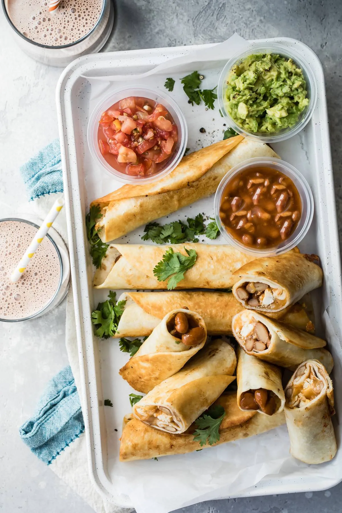 Lunchbox Taquitos with Chicken and Southwestern Style Pinto Beans