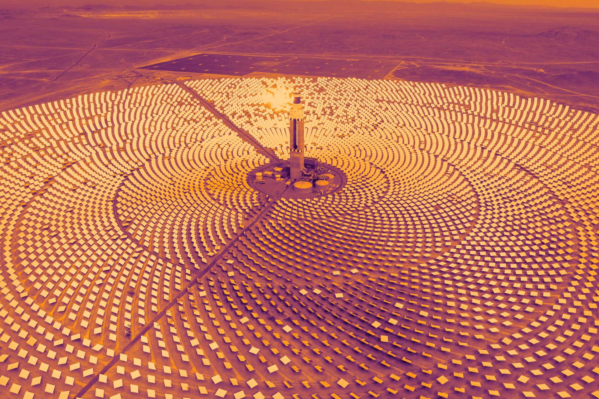 An orange-tinted view of a CSP facility