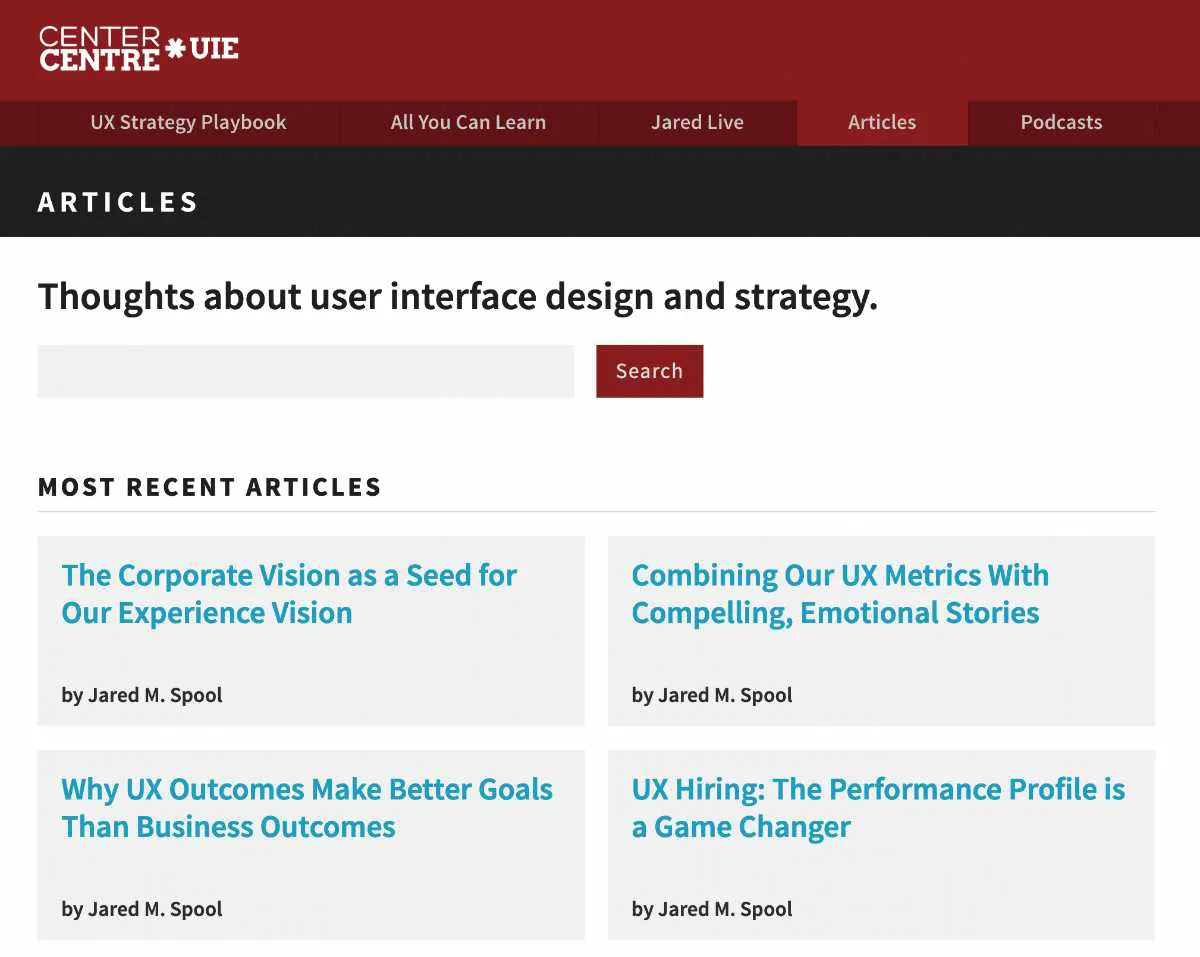 Top UX Blogs - Jared Spool UIE