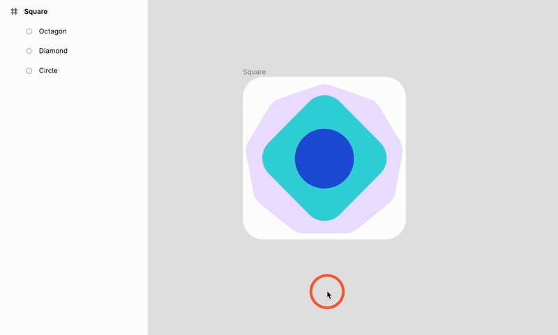 This is a GIF of the Figma keyboard shortcut for selecting nested layers. 