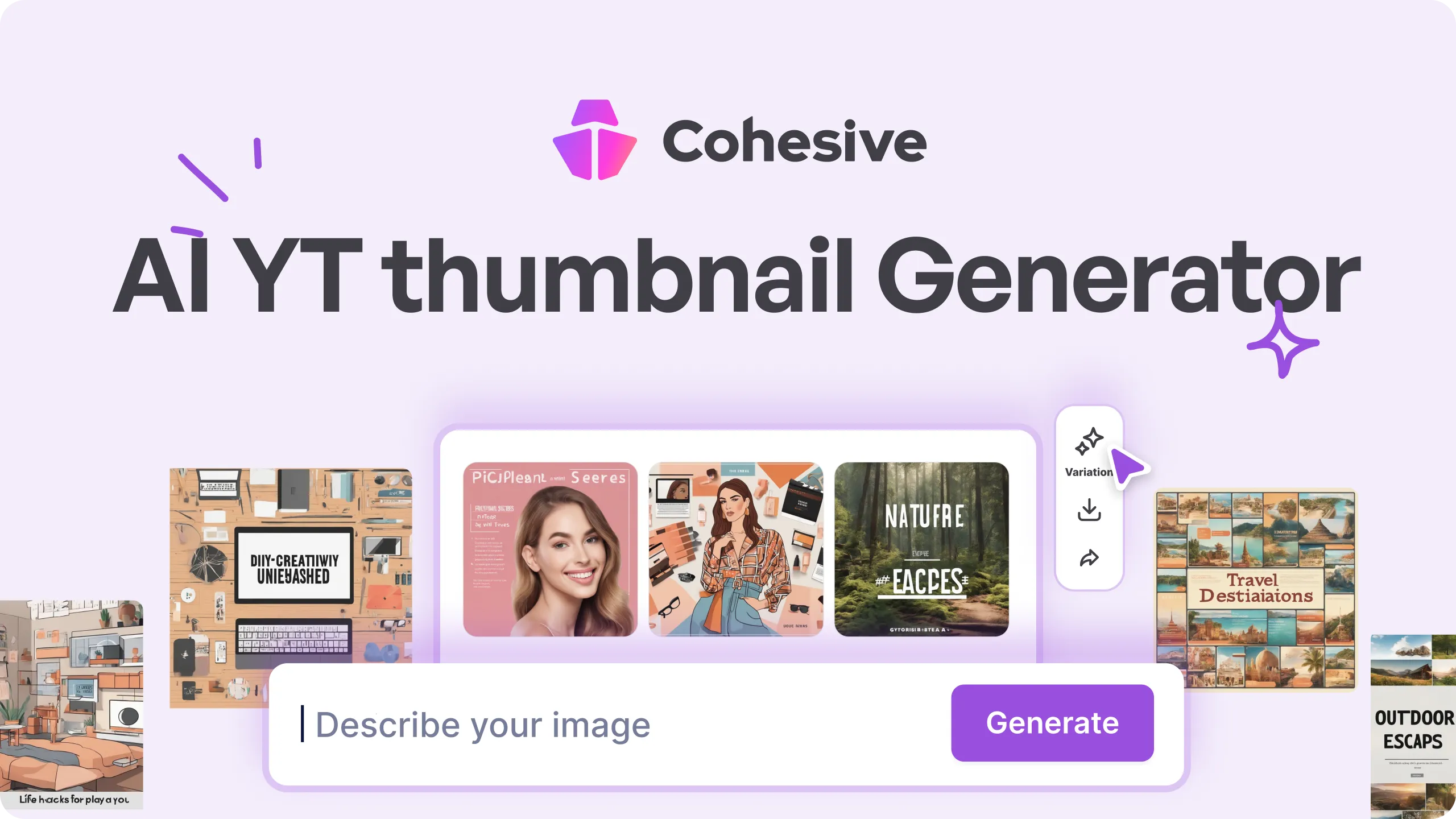 AI YouTube Thumbnail Generator, Dynamic Previews with a Click - Cohesive