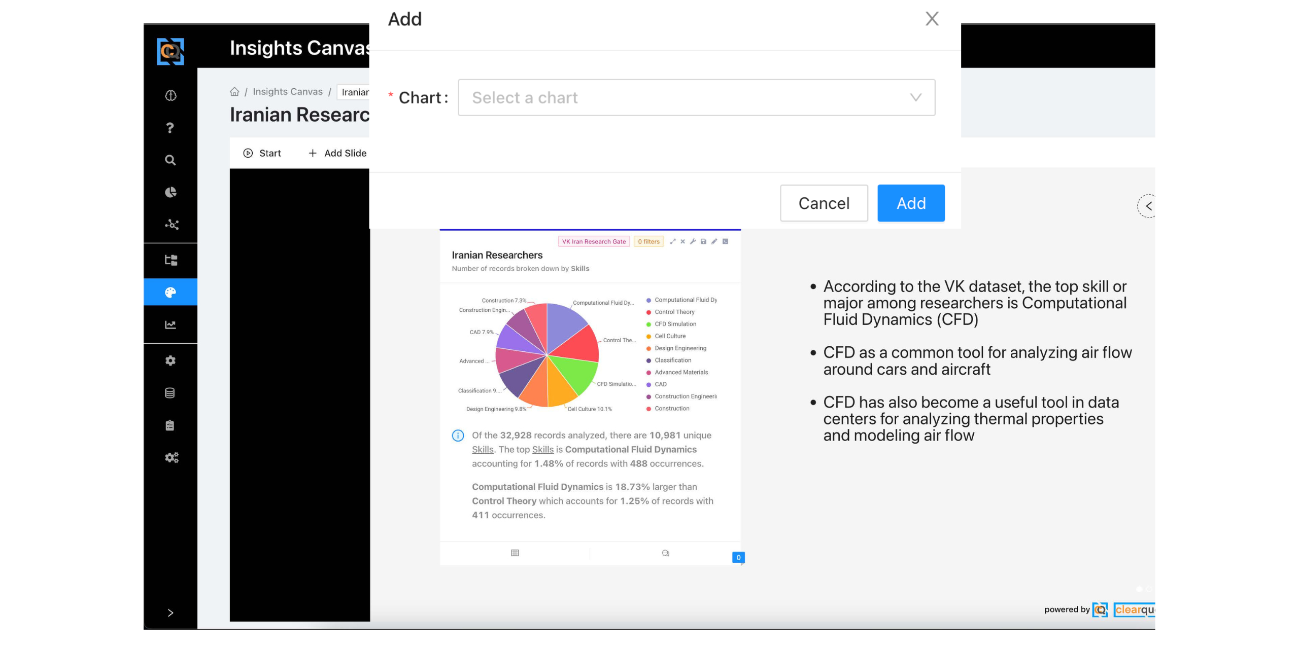 ClearQuery insights canvas collaborative presentation mode tell datastories better than dashboards
