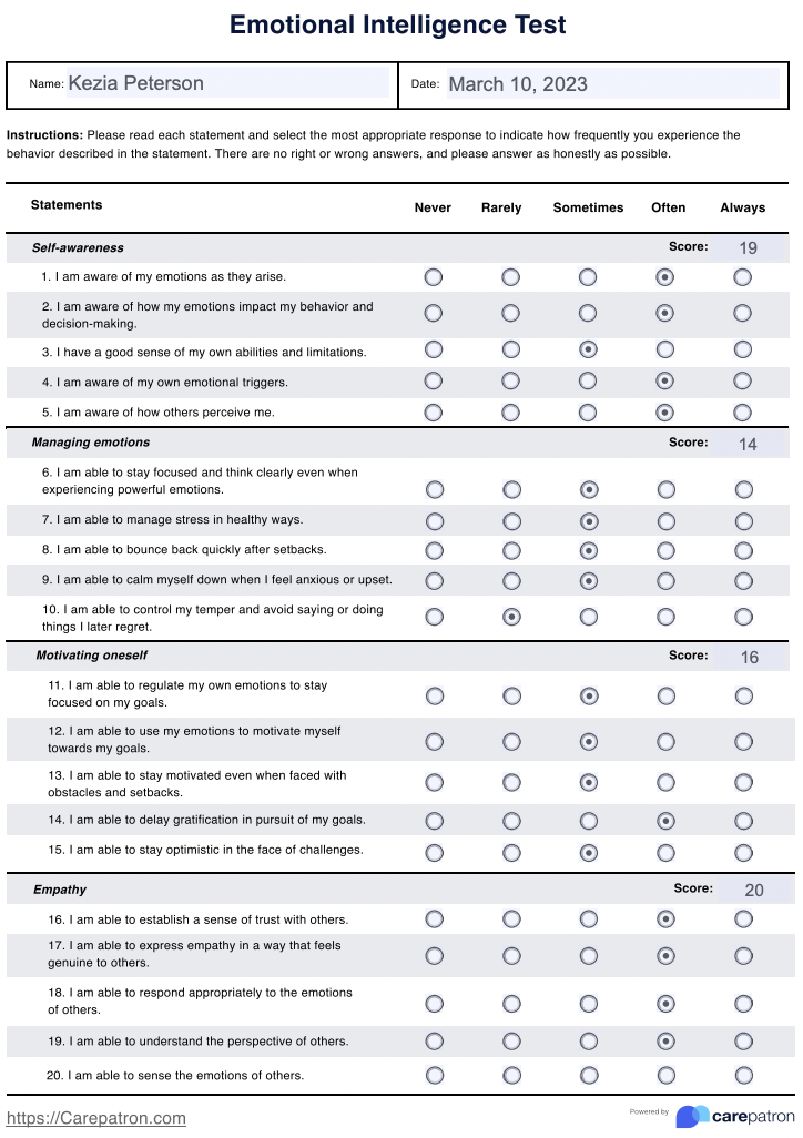 Emotional Intelligence Test & Example | Free PDF Download