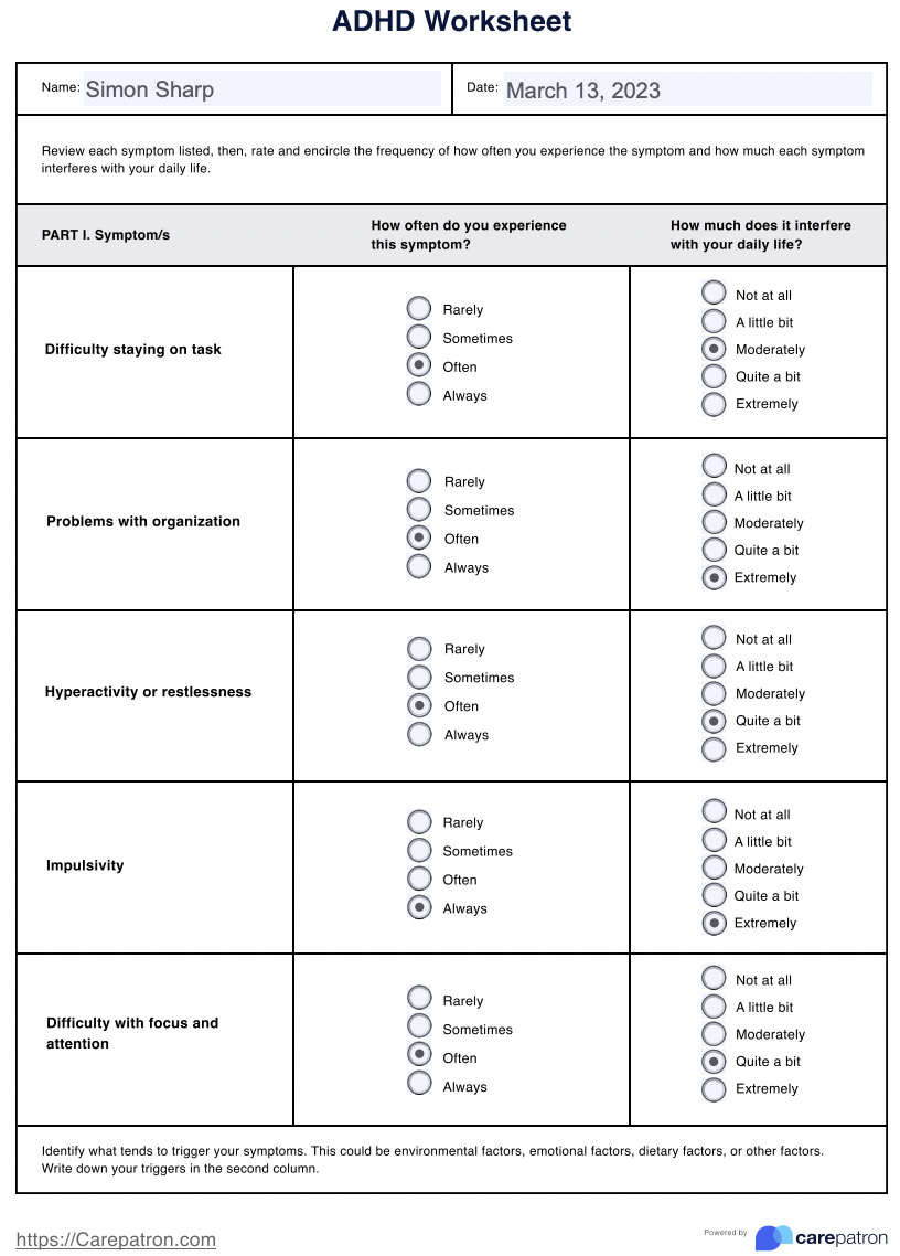 ADHD Worksheets & Example | Free PDF Download ADHD Worksheets & Example | Free PDF Download