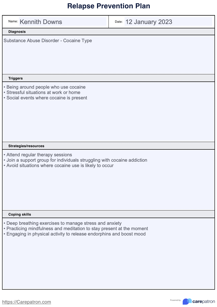 Relapse Prevention Plan & Example | Free PDF Download