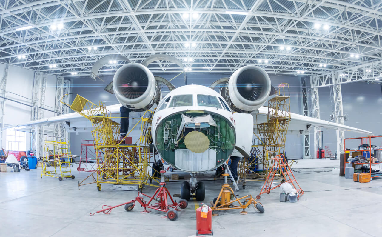 Aircraft being assembled