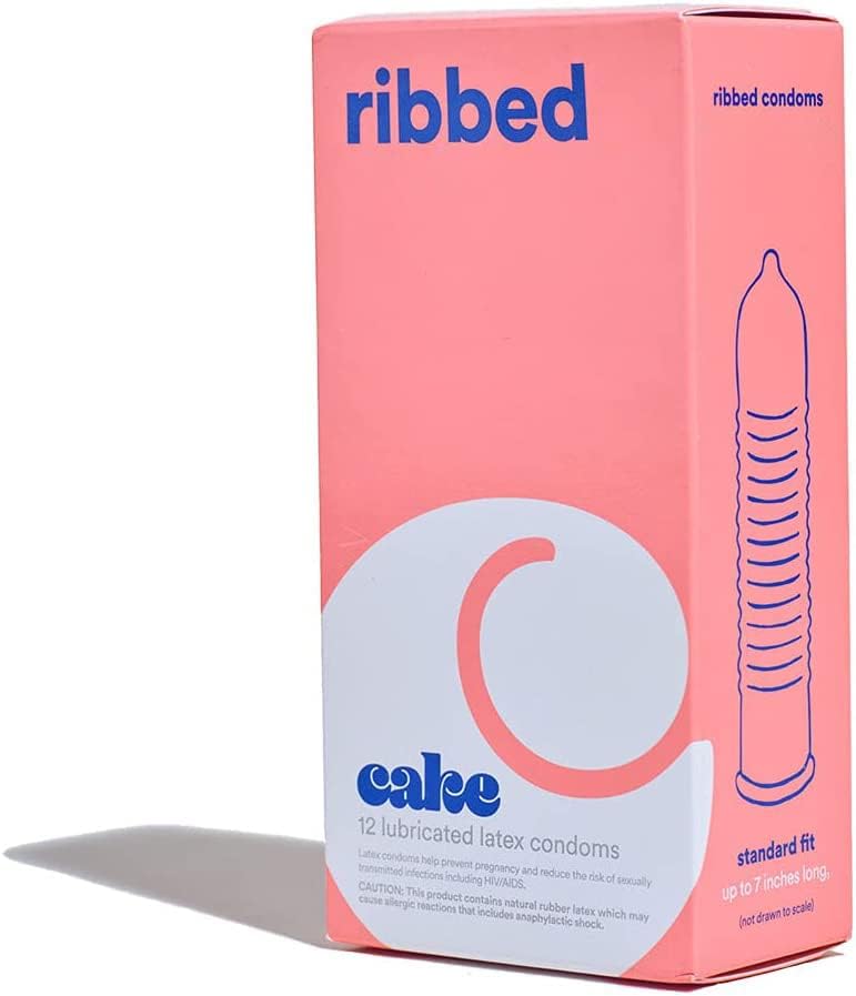 Black Ribbed Condoms Cake Ribbed Texture Lubricated Natural Latex Condoms