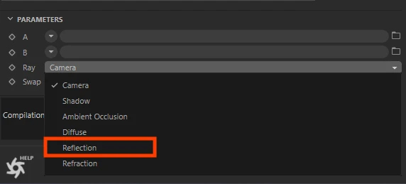 Adjusting Parameters: Below the generated code, you'll find parameters for the texture. Click the dropdown menu for Ray and choose Reflection.