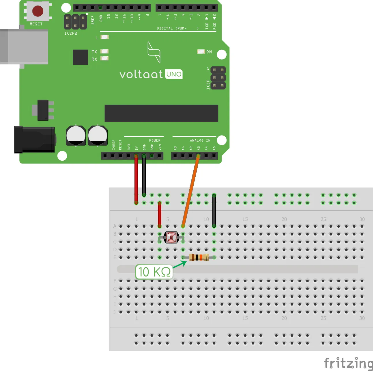 Voltaat Learn - Use the LDR to know the state of the light