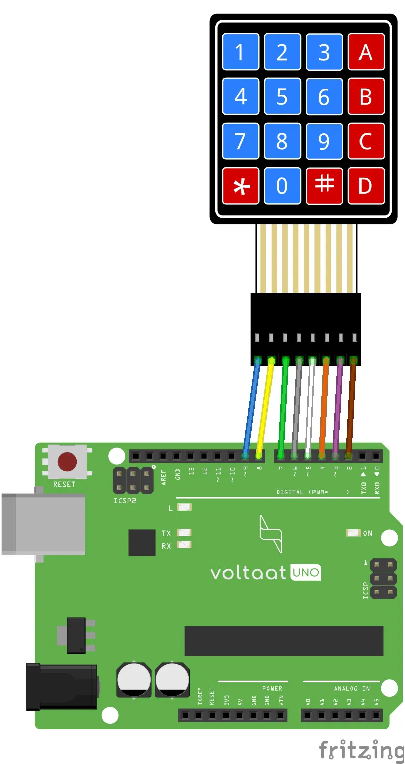 Voltaat Learn - Send characters and numbers to your Arduino using a keypad