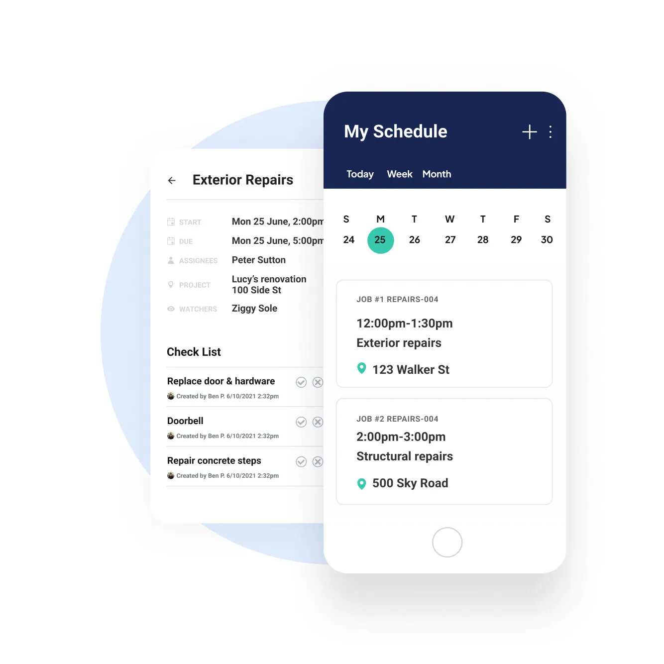 Workyard screen showing scheduling functionality